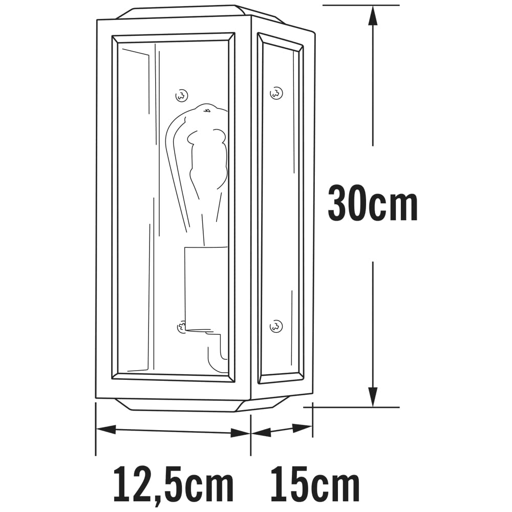 Konstsmide Wandleuchte Carpi | Stahl/klares Glas | E27 | schwarz/messing | 12,5 cm (L)/15 cm (B)/30 cm (H) | 7348-758 |