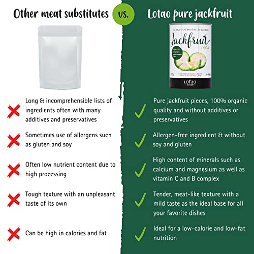Lotao Organic Jackfruit Canned In Water (6X 14 Oz), No-Meat Vegan Chicken | Fresh Young Jack Fruits Canned - Natural Plant-Based Vegan Meat | Vegetarian Vegan Food Like Meat Substitute For Tofu Tempeh #TOP3