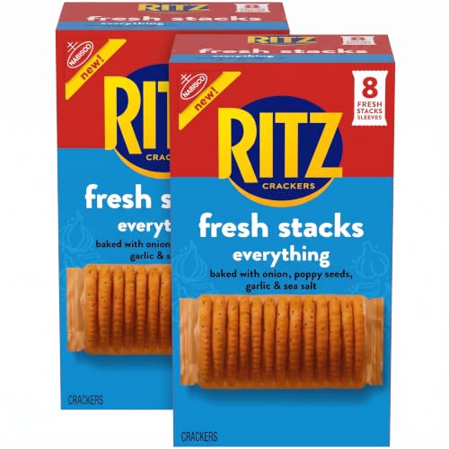 RITZ Fresh Stacks Everything Crackers, Travel Snacks, 11.8 oz (8 Multi Snack Packs)(Pack of 2)