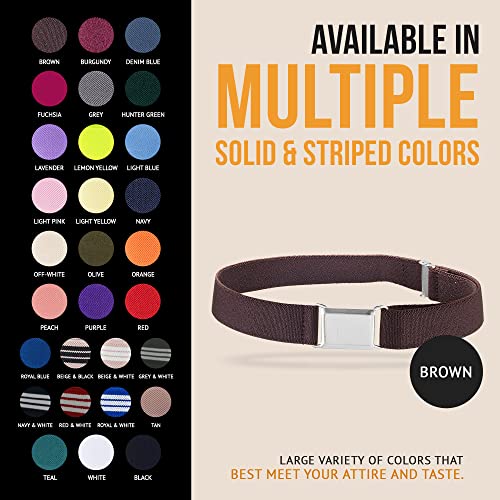 HOLD'EM children’s Elastic silver Buckle Belts Boys girls Toddler Size 2t 3t 4t 5t - Brown