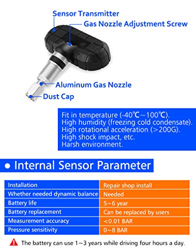 2 sensores internos de presión de neumáticos para solucionar fallos TPMS 4