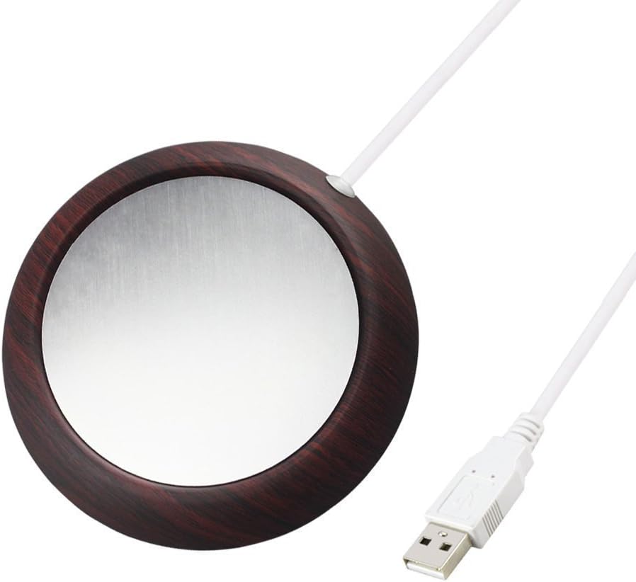 USB Coffee Mug Warmer for Office/Home Use (Dark Wood)