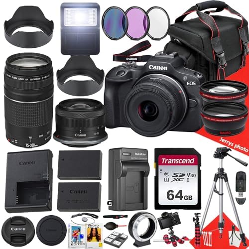 Amazon.com : Canon EOS R100 Mirrorless Camera with 18-45mm and 75-300mm ...