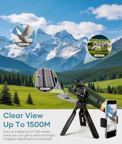 Image of Monocular Telescope 12X60 HD High Power with Smartphone Adapter Tripod Larger Vision Monoculars for Adults with BAK4 Prism & FMC Lens Suitable for Bird Watching Hiking Camping Wildlife-Green