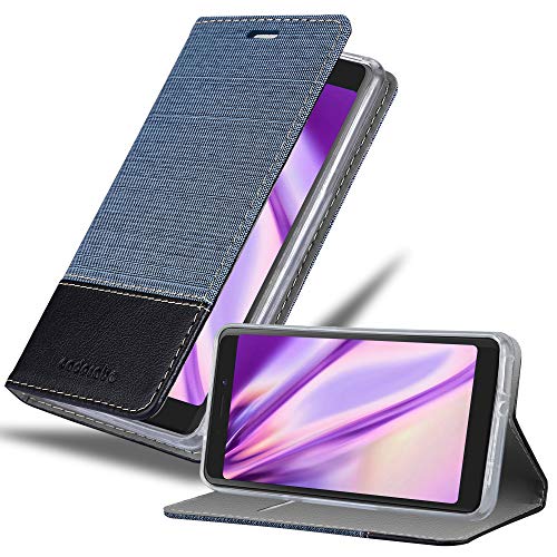 cadorabo Coque pour WIKO Tommy 3 en Bleu FONCÉ Noir - Housse Protection avec Fermoire Magnétique, Stand Horizontal et Fente Carte - Portefeuille Etui Poche Folio Case...