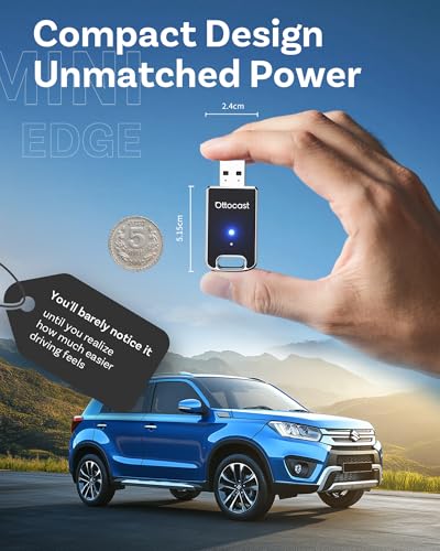 Image of OTTOCAST Mini Edge 2in1 Wireless Carplay Adapter and Wireless Android Auto Adapter for Car, Compatible with Android 11+ & iOS 10+, Auto Reconnect Lag Free