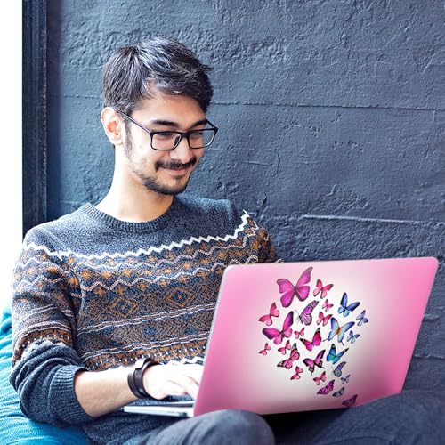 Image of Galaxsia Butterfly Pink Pattern Full Body Vinyl Laptop Skin /Sticker /Cover Upto 15.6 Inches Laptops Laminated-Removable-HD Quality Compatible for Hp-Dell-Sony-Lenovo-Asus etc.(15x10 Inches)