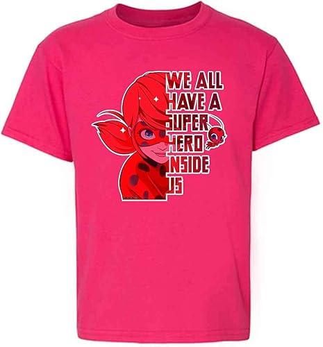 Pop Threads Miraculous Ladybug and Cat Noir Merch Hero Inside Youth Kids Girl Boy T-Shirt