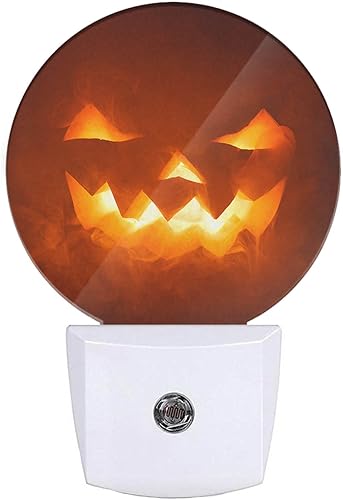 EKOBLA Lámpara de noche espeluznante con cara de calabaza, Nightmare Before Christmas Pumpkin Jack, luz nocturna con sensor de atardecer a amanecer,