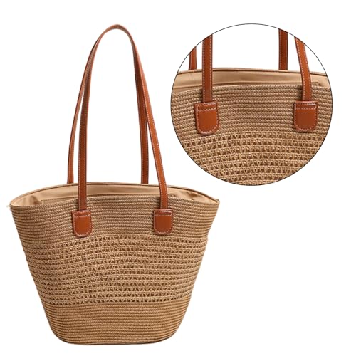 Sac à main en paille avec fermeture éclair grand volume zippé