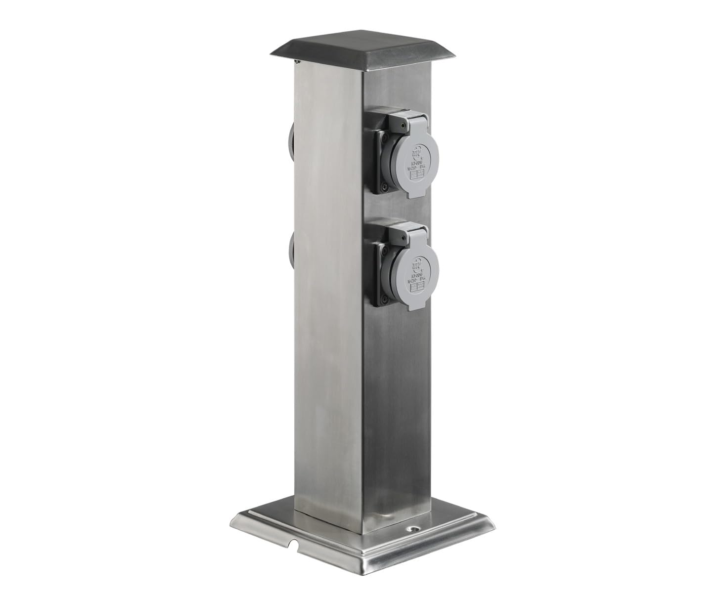 Garten Steckdosensäule aus Edelstahl, Outdoor, IP44, Mit 4-Steckdosen, Höhe 40 cm