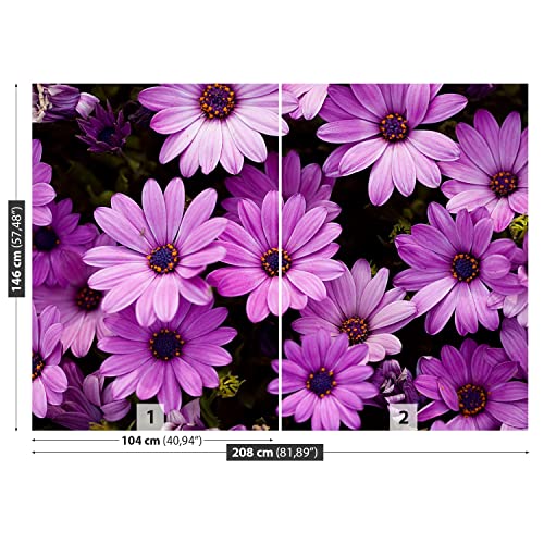 Papier peint fleurs pourpres 208x146cm Tulup décoration murale