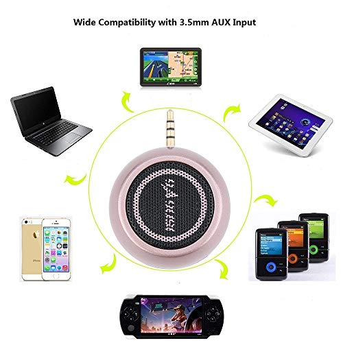Image of Mini Portable Speaker with 3.5mm Aux Input Jack, 3W Mobile Phone Line-in Speaker for iPhone iPad iPod Tablet Cell Phones, Gifting for Girls /Kids, Rose Gold