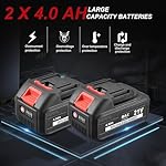 AOBEN Cordless Angle Grinder 4-1/2 inch, 21V Battery Grinder Tool, Power Electric Grinders, Brushless Motor, 2x4.0Ah Battery & Fast Charger, for Cutting, Griding, Polishing - Image 4