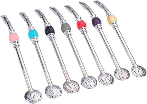 Miniatura 4 de FELTECHELECTR 2 piezas de filtro de yerba mate bombilla pajitas de té desmontables, cuchara de pajita, filtro de café, filtro para beber, pajitas de