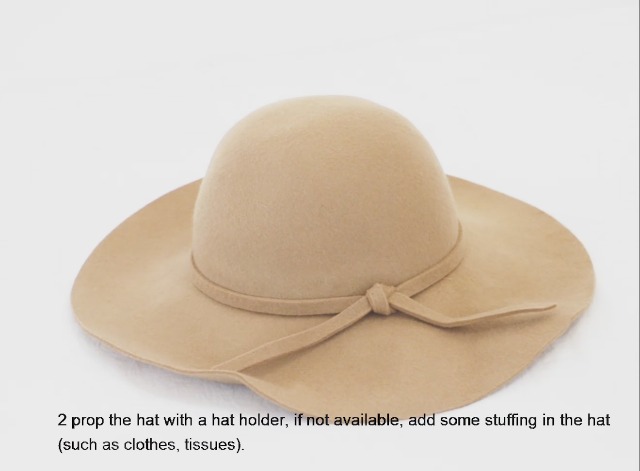 Vintage 90\'s Camel Wide-Brim 100% Wool Floppy Blanket Stitched Hat Clara-camel wide brim wool felt fedora hat - women – Bronteshop main image 3
