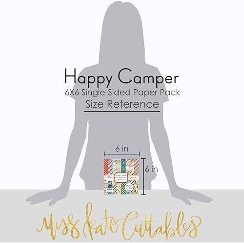 Miniatura 3 de Paquete de papel con patrón de 6 x 6 pulgadas, Happy Camper, para 7 álbumes de recortes, papel especial de primera cara, colección de 6 x 6