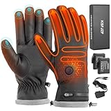 KSFJZF Heated Gloves for Men Women, 7.4V 3000mAh Battery Electric Heated Gloves Rechargeable Heating Glove for Motorcycling, Hunting, Sking, Outdoor, Work (Black, M)