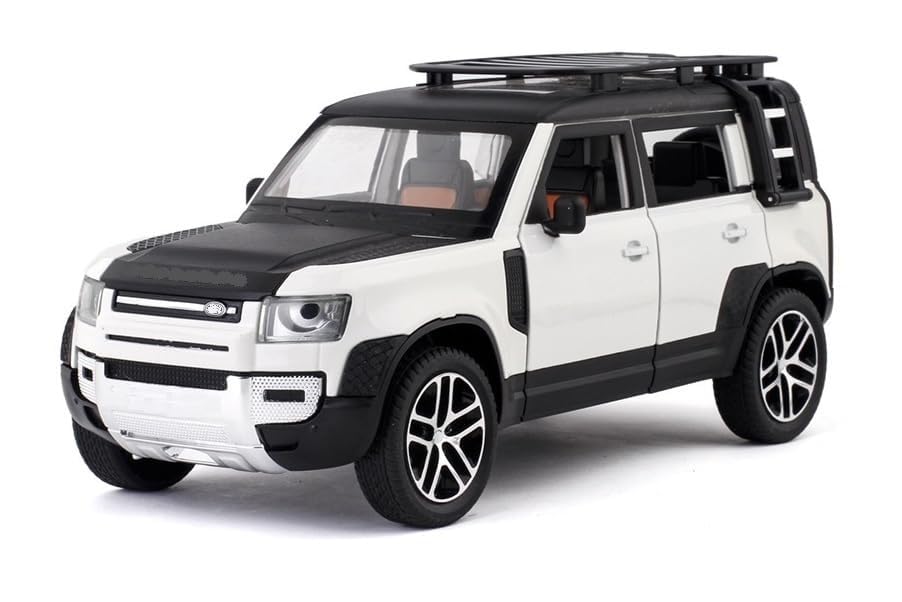Sky Tech® Big Size Land Rover Defender 1:24 Scale Model Exclusive Alloy Metal car Pull Back Die-cast Metal Toy with Openable Doors & Light Music Best Gifts Toys Kids【Colors as Per Stock】