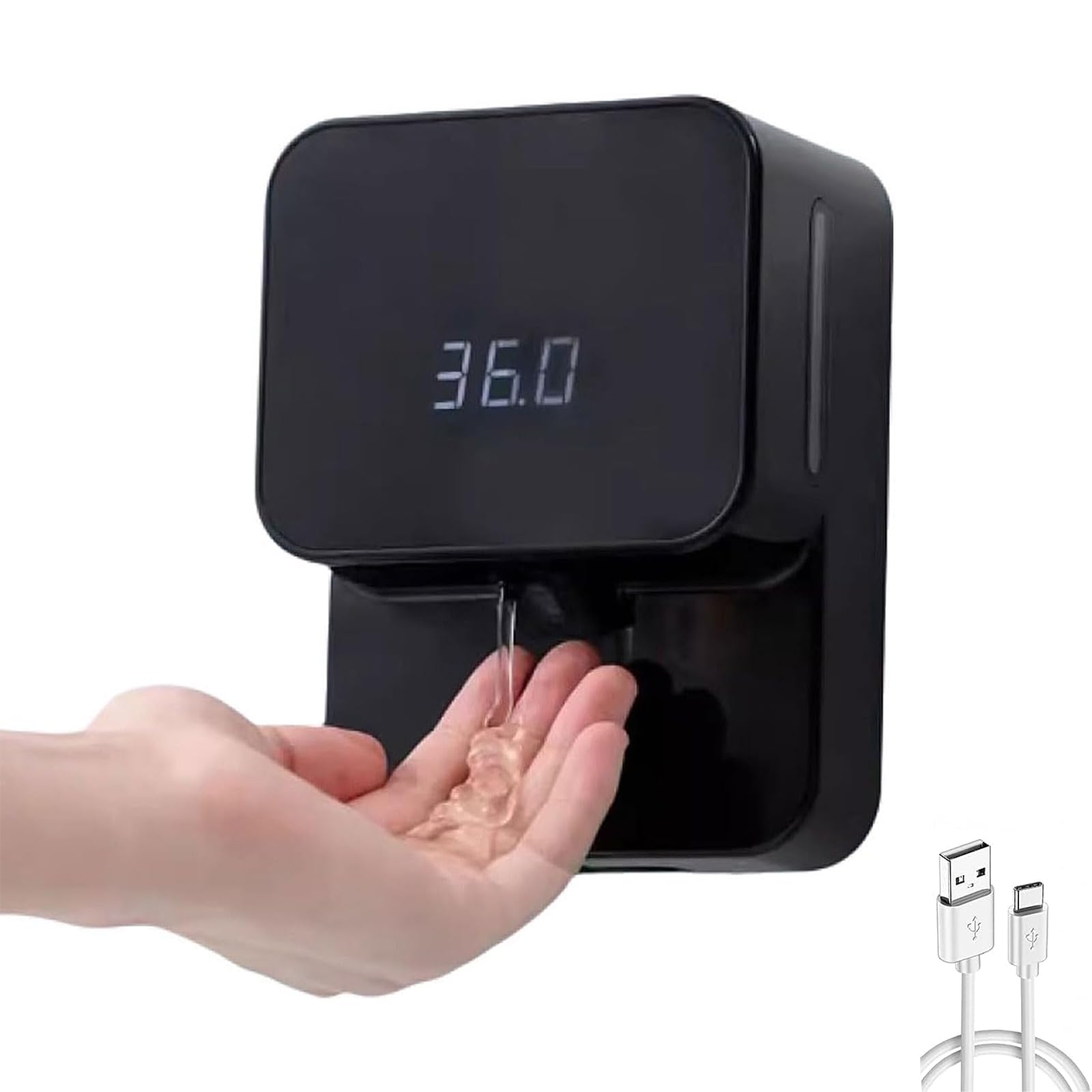 Automatyczny Dozownik Mydła Montowany Na Ścianie, Bezdotykowy Dozownik Mydła Do Rąk Z Wyświetlaczem LED, Ładowany Przez USB 430 Ml/15,1 Uncji, Kroplówka Do Łazienki, Kuchni, Biura, Domu