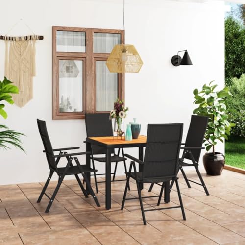 KCCKOM Garden Furniture Set 5 Piece Patio Dining Set Black and Brown