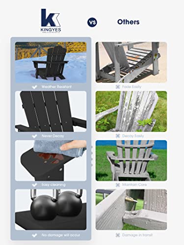 Kingyes Hdpe All-Weather Folding, Outdoor Patio Weather Resistant Adirondack Chair For Deck Lawn Fire Pit, Black #TOP4