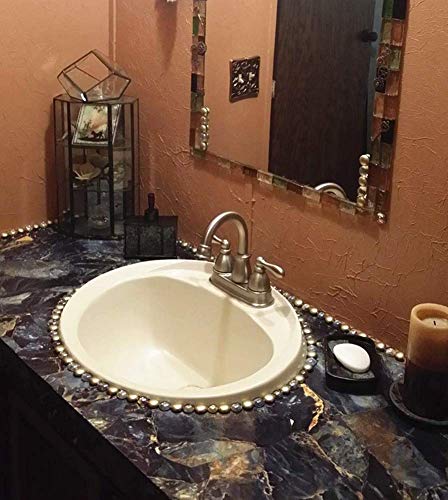 UPREDO Blue Stone Adhesive Marble Paper Granite Look Marble Effect Gloss Vinyl Peel and Stick Countertops Covering Sticker Sheet Roll 15.8inch by 79inch (15.8inch X 79inch, Blue Stone)