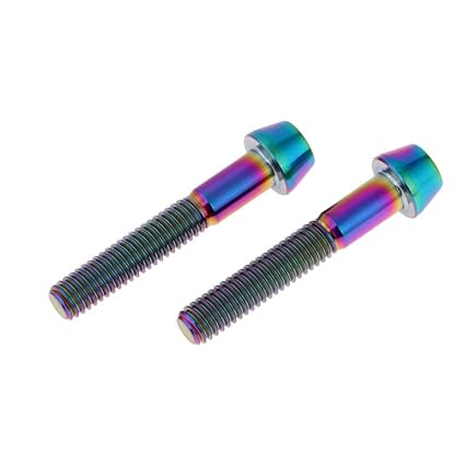 Optimuss 2X M6 Titanium Ti Screw Fairing Bolt Taper Conical Hex Head Rainbow M6x35mm