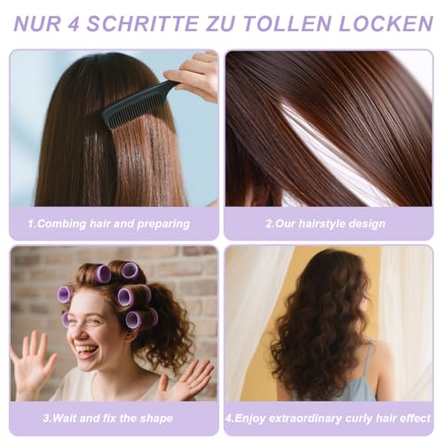 LQIOACU 12 Pièces Bigoudis Cheveux, Bigoudis Auto-Agrippants Bigoudis Autogrippants, Rouleau Cheveux, Bigoudis Cheveux Court, pour Tous Les Cheveux Courts, Moyens Ou Longs, 1.5cm, Violet clair – vue 4