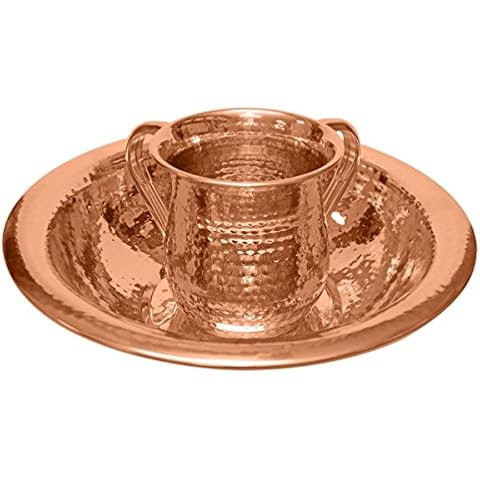 Hammered Copper Wash Cup Set by Judaica Place Cover