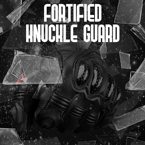 Image of J.A.G. Leather Motorcycle Gloves for Men - Carbon Fiber Knuckle Protection, Motorbike Powersports, Dirt Bike, Touchscreen Gloves for Men and Women, Guantes para Moto.