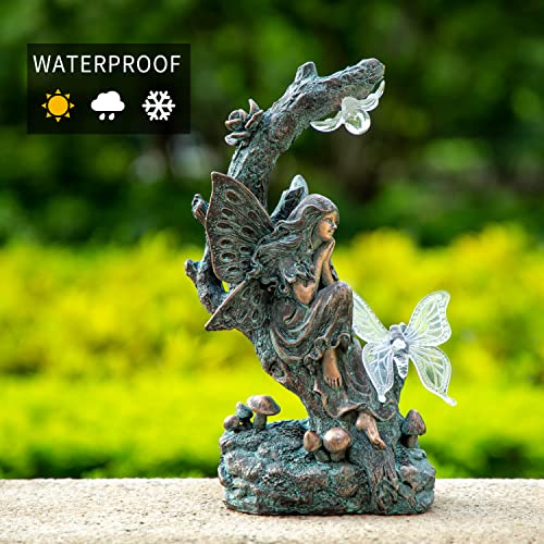 Meditating Buddha Statue 6.12Inch Buddha Serene Decorative Sitting- Solar Fairy Garden Statue - Large Outdoor Figurine Garden Decorations With Solar Lights, Fairy Outdoor Garden Sculptures & Statues #TOP3