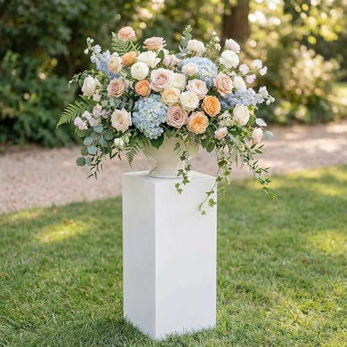 Image of shopPOPdisplays White Expanded PVC Display Pedestal - Lightweight, Portable & Durable for Events, Trade Shows - 50 lb. Capacity (11.5 inch W x 11.5 inch L x 30 inch H)