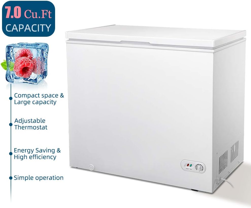 Exсluѕіvе Dіѕсоunt 90% Prісе Kismile 7.0 Cubic Feet Chest Freezer with Removable Basket Free Standing Top Open Door Compact Freezer with Adjustable Temperature for Home/Kitchen/Office/Bar (7.0 Cubic Feet, White)…