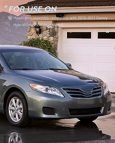 Image of Nilight Headlight Assembly Compatible with 2010 2011 Toyota Camry Headlamps Replacement Chrome Housing Amber Reflector Upgraded Clear Lens Driver and Passenger Side
