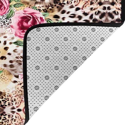 Tapis moderne doux à imprimé tigre et léopard rose premium - 6