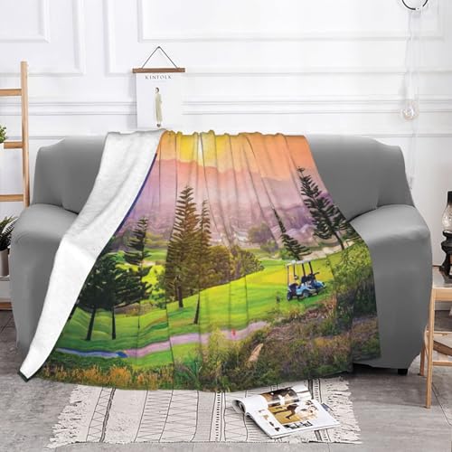 Couverture en flanelle imprimée parc de golf plaid super doux lit et canapé
