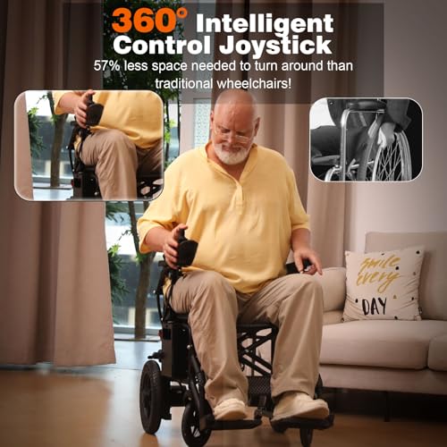 Image of Hassky Electric Wheelchair for Adults Foldable, 15 Miles Range Motorized Wheelchair, Power Wheelchairs for Seniors Supports Up to 350 lbs, Black