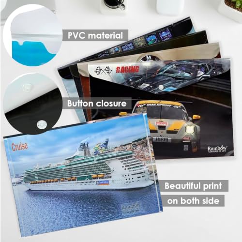 Image of Shuban A4 Plastic File Folder Document Organizer, Plastic File Holder with Snap Button, Waterproof Certificate Folder for Office, School, Home (Style-6-Printed Folder- 4 Pcs -Multi Design)
