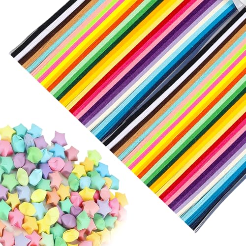 HX-pyahgtv 3240 Stück Origami Stern Papierstreifen 27 Farben Papierstreifen zum Basteln Sterne Flechtstreifen Papier Papierstreifen Für Sterne für DIY Handwerk Dekoration Bastelliebhaber