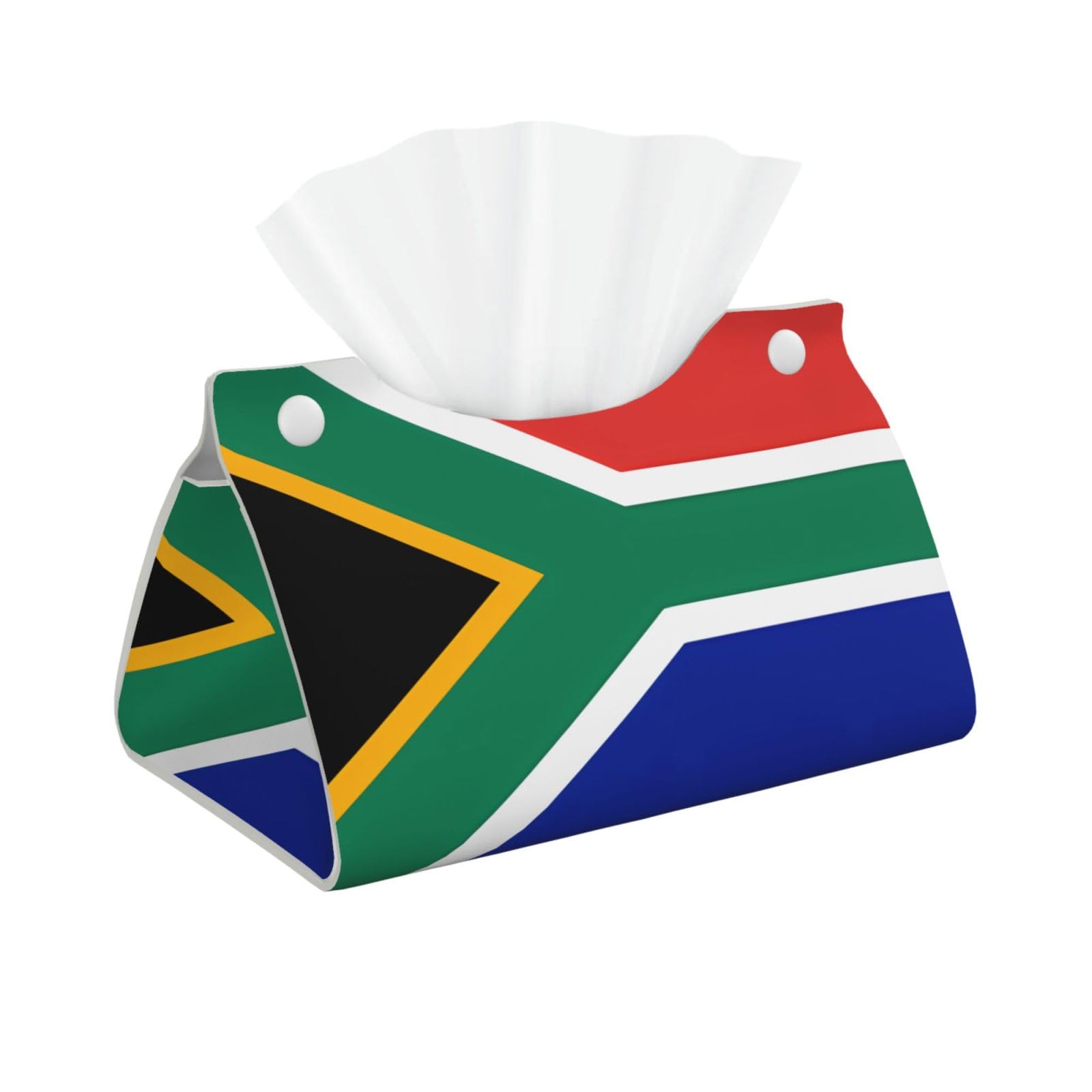 South Africa flag Rectangular Leather Tissue Box Cover, Folding Facial Tissue Holder Dispenser for Car