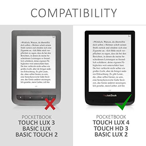 kwmobile hoes compatibel met Pocketbook Touch Lux 4/Lux 5/Touch HD 3/Color (2020) - Hoesje voor ereader in blauw/grijs… - Image 7