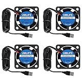 UMLIFE 4pcs USB 5V DC Fan 2510 Small 2 pin Cooling Cooler Computer 25mm X 10mm (25x25x10)