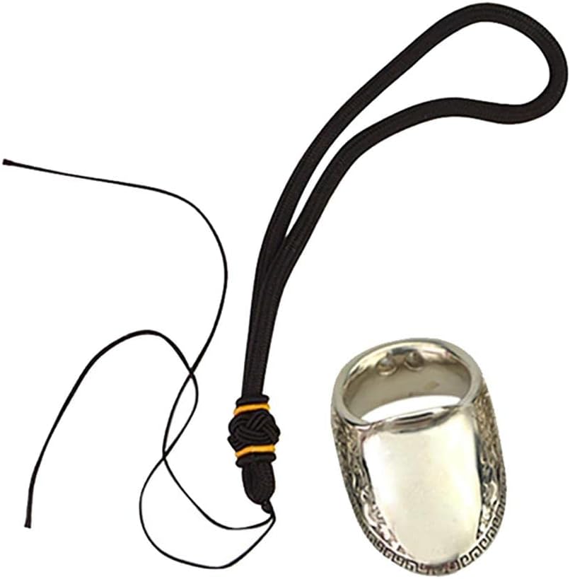 Premium Tibetan Silver Archery Finger Guard or for Hunting - Robust, Handmade with Classic Vintage Texture - Suitable for Eastern Traditional Archery - Various Sizes Avail - Ring Size 23mm