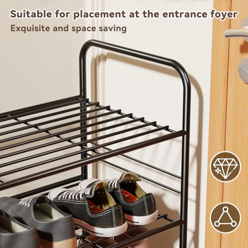 Image of Standard Shoe Rack 5-Tier 32.5 Inches Wide, Free Standing Shoe Organizer for Indoor Outdoor | Adjustable Heavy-Duty Metal Shelf Ideal for Home Entryway Closet & Garage Balcony | Black
