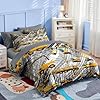 Nesker 5 Pcs Comforter Set Twin Size, Cartoon Yellow Vehicle Bedding for Kids Teen, Trucks Construction Bed Sheet with Pillowcase & Sham #3