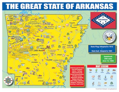 Gallopade Publishing Group Arkansas State Map for Students - Pack of 30 (9780635106315)