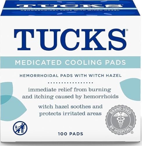 TUCKS Medicated Cooling Pads, Witch Hazel Hemorrhoid Treatment, 100 Count