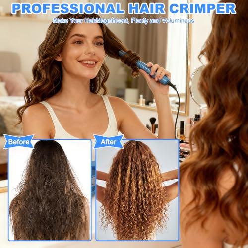 Kreppeisen für Die Haare, Kreppeisen Haare mit 4 Temperaturstufen, Ceramic Crepe Eisen Haares Schnelle Erwärmung für Flauschige Frisur & Volumen MaisStyling für Alle Haartypen