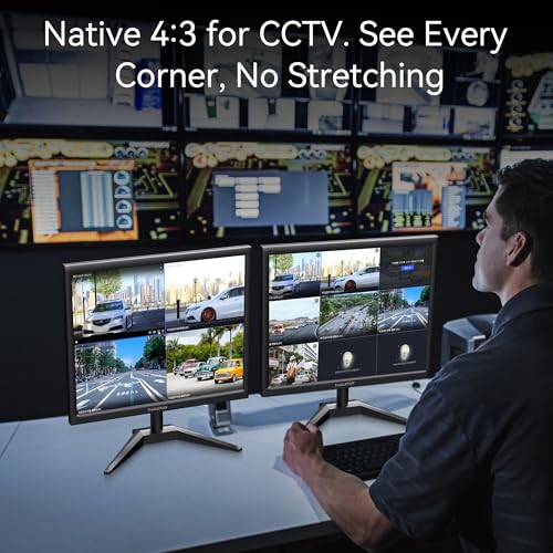 Image of 17 Inch Computer Monitor, 4:3 1280x1024 Small Desktop Square Monitor with VGA HDMI, VESA Wall Mountable, Built-in Speakers for Office POS Raspberry Pi Industrial